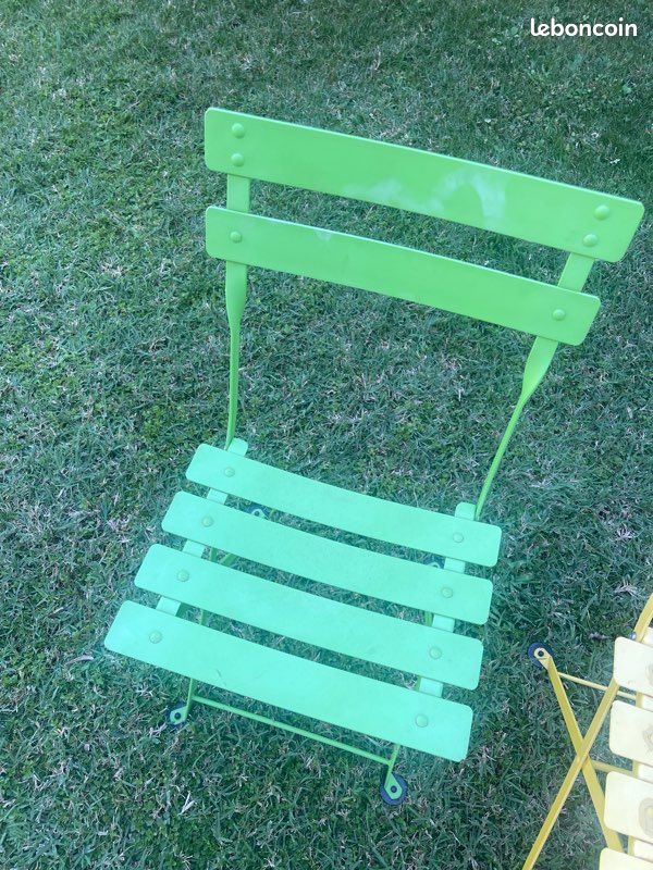 Lot de 2 chaises enfant de jardin en métal et pliable (image 2)