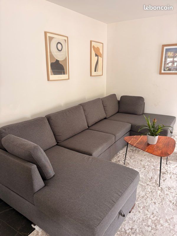 Titre : Canapé panoramique convertible 7 places gris – Maisons du Monde (image 2)