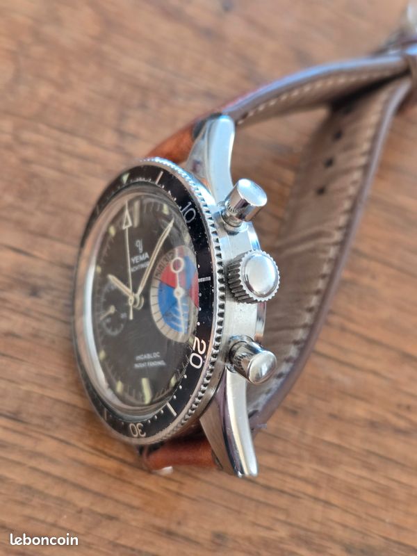 Cadran De Montre Vintage Yema Yachtingraf Chronographe - Années 60, Noir, Mécanique Manuel, Pour Homme