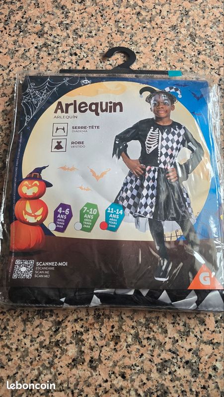 Déguisement arlequin taille 11-14 ans neuf (image 1)