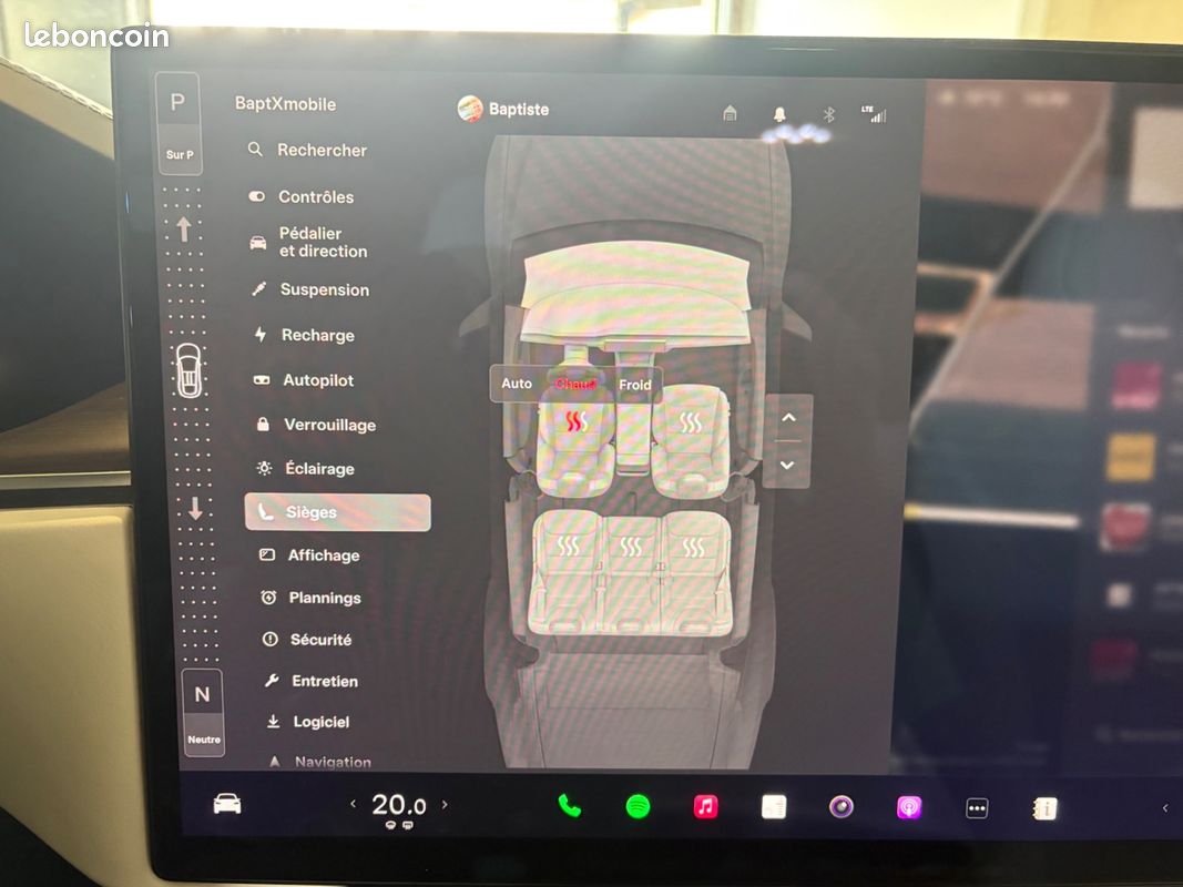 TESLA MODEL-X 100D ELECTRIC 685ch 296PPM 100KWH PALLADIUM 4WD DUAL-MOTOR BVA / VOLANT YOKE - FSD NIVEAU 4 (image 26)