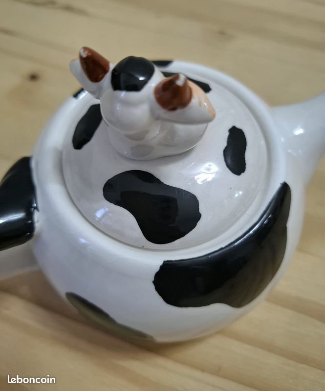 Petite théière motif vache blanche et noire (image 7)