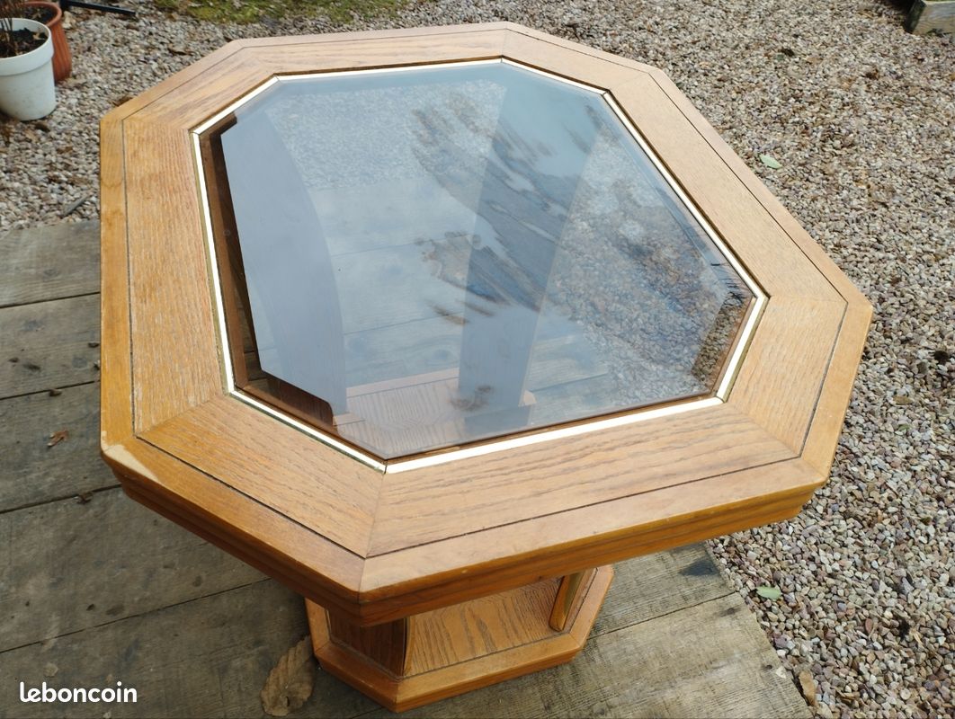 Table basse bois verre (image 1)