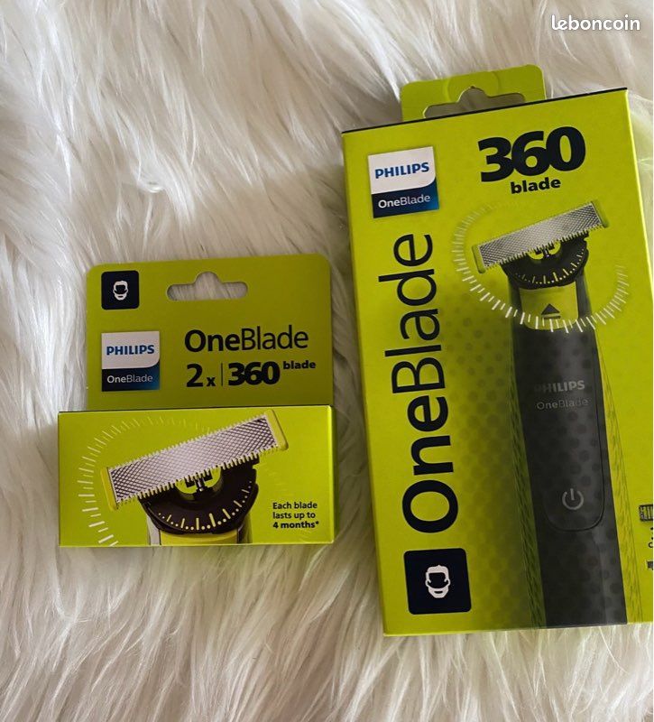 Rasoir Philips 360 One Blade complet neuf avec 1 blade et en plus vendu avec une boîte 2 lames neuves supplémentaires (image 2)