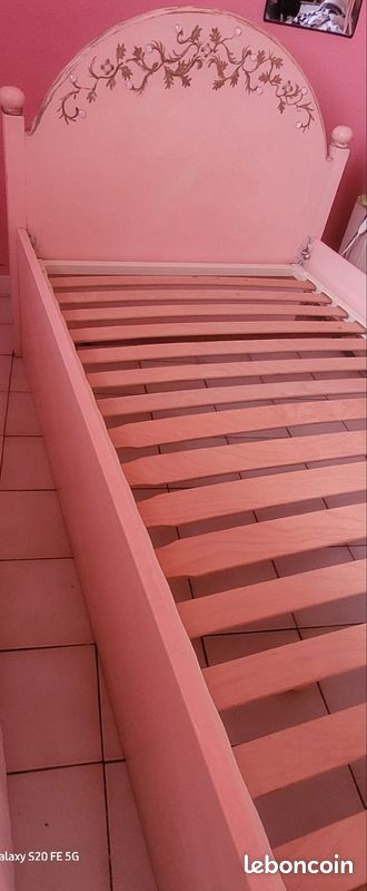 Lit gigogne rose en Pin (image 3)