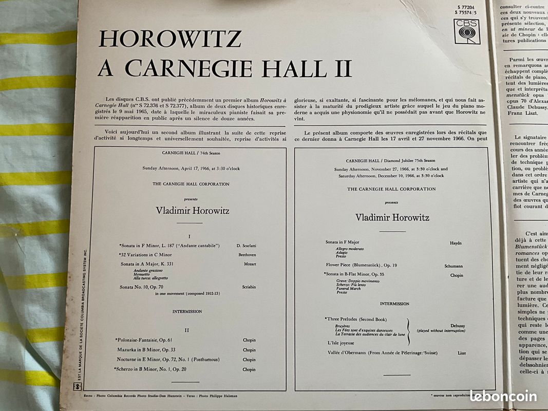 Vinyle Horowitz En concert au Carnegie Hall (image 2)