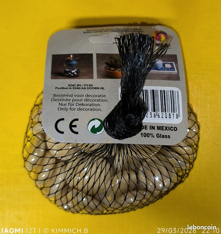 250 g de galets en verre couleur crème pour aquarium, plante, déco table (image 1)