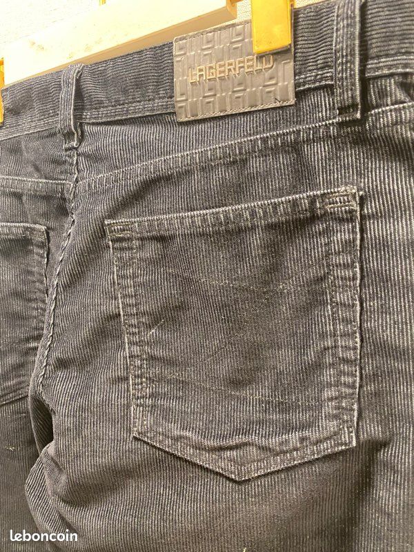 KARL LAGERFELD - Jeans bleu marine velours côtelé (image 2)