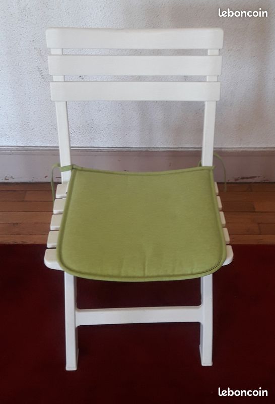 2 chaises pliantes avec coussins vert pomme (image 2)