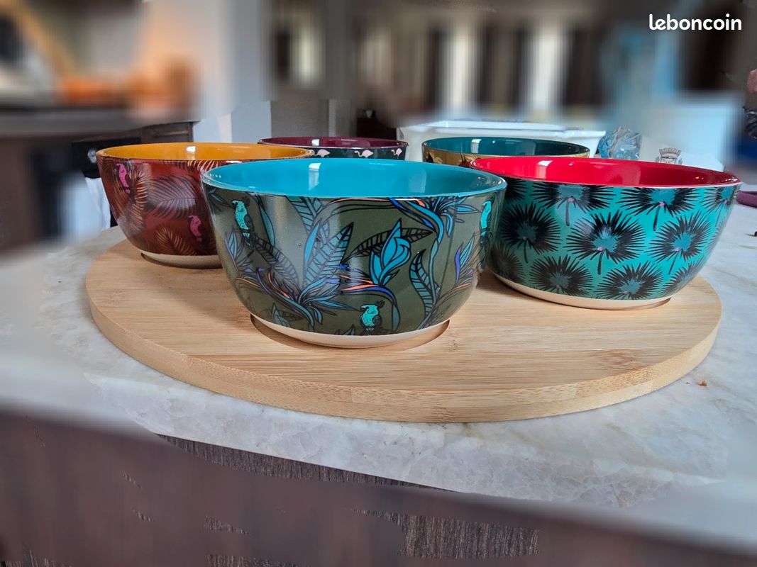 Lot 6 Petits Bols Apéritif Porcelaine Multicolore 14cm - Assiettes Dessert Tapas Snack
