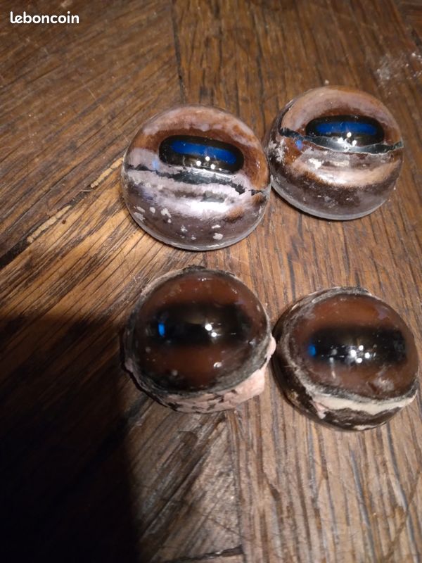 BOUTON ANCIEN DE Collection - Oeil En Verre Sur Cerclage En Metal EUR 6