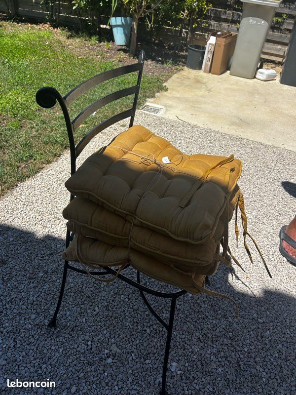 Coussins de chaises jardin moutarde coton matelassé (image 2)