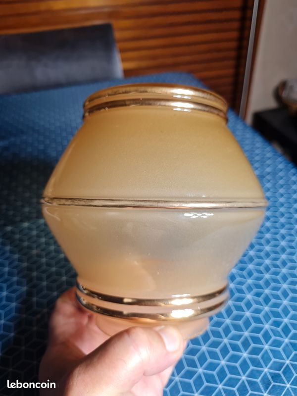 Abat-jour globe verre couleur miel pour lampe ou luminaire vintage art déco (image 3)