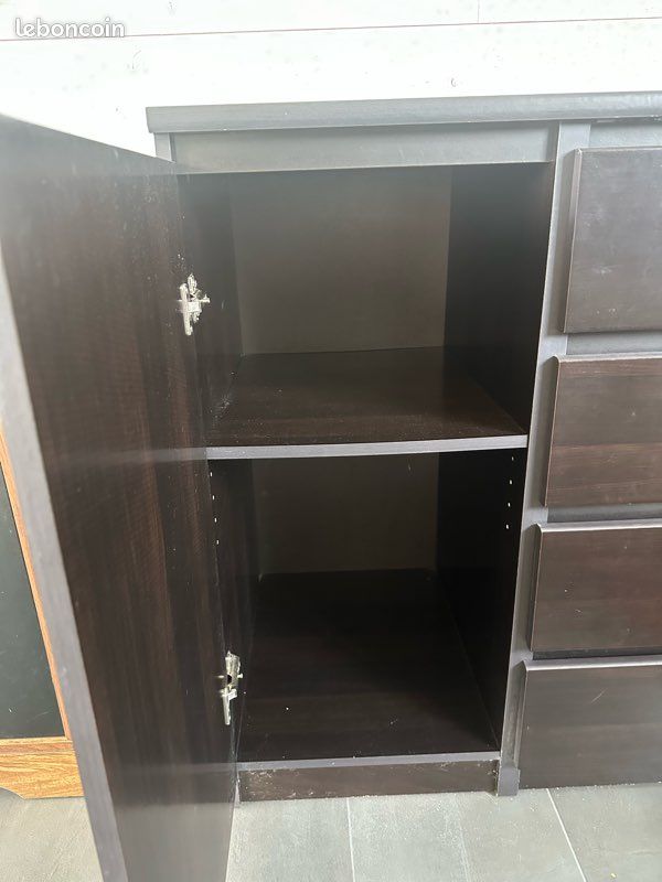 Buffet 2 portes 4 tiroir marron foncé (image 4)