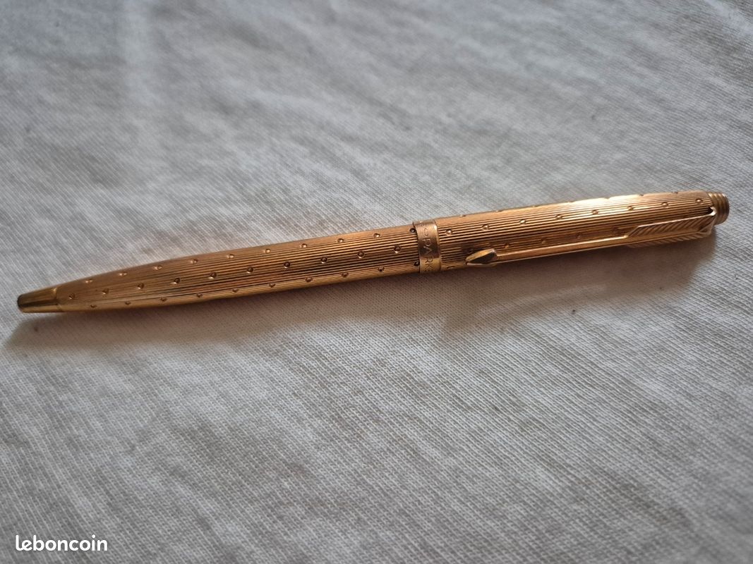Stylo Bille Parker Prestige Plaqué Or - Modèle 20 U Motifs Perles - Occasion