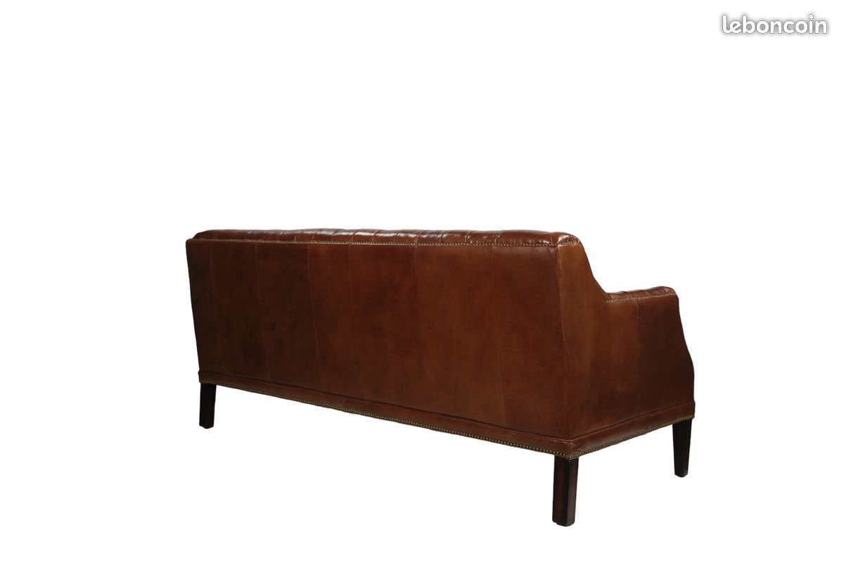 Canapé Chesterfield club en Cuir Vintage - livraison offerte - Decoduweb (image 4)