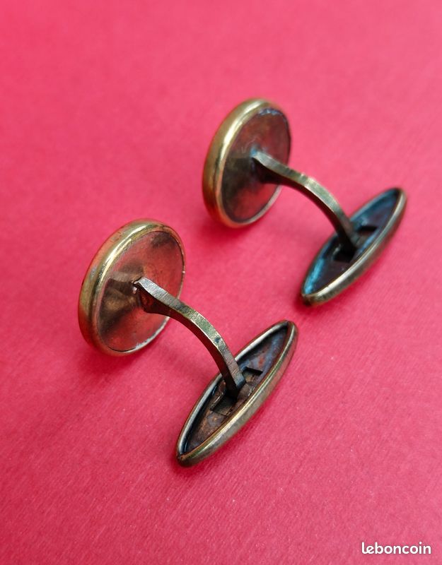 Boutons De Manchette Anciens - Argent Sterling, écriture Asiatique, Occasion