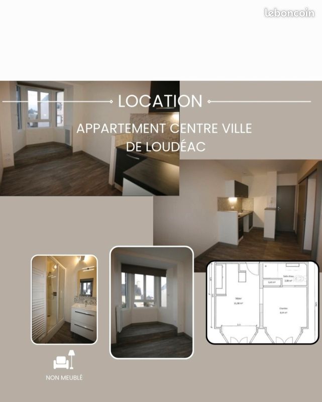 Appartement 2 pièces 24 m² · à Loudéac · 24 m² · 355 €/mois