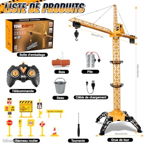 Bataille Navale Electronique J1 Herenear Grue Telecommandée, Hauteur 140 CM RC Grue à Tour Grue Avec Lumières Accessoires Bataille Navale Electronique J1 Herenear Grue Telecommandée, Hauteur 140 CM RC Grue à Tour Grue Avec Lumières Accessoires