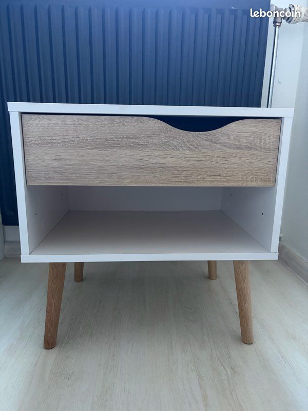 Lit 2 place avec matelas et table de chevet (image 4)