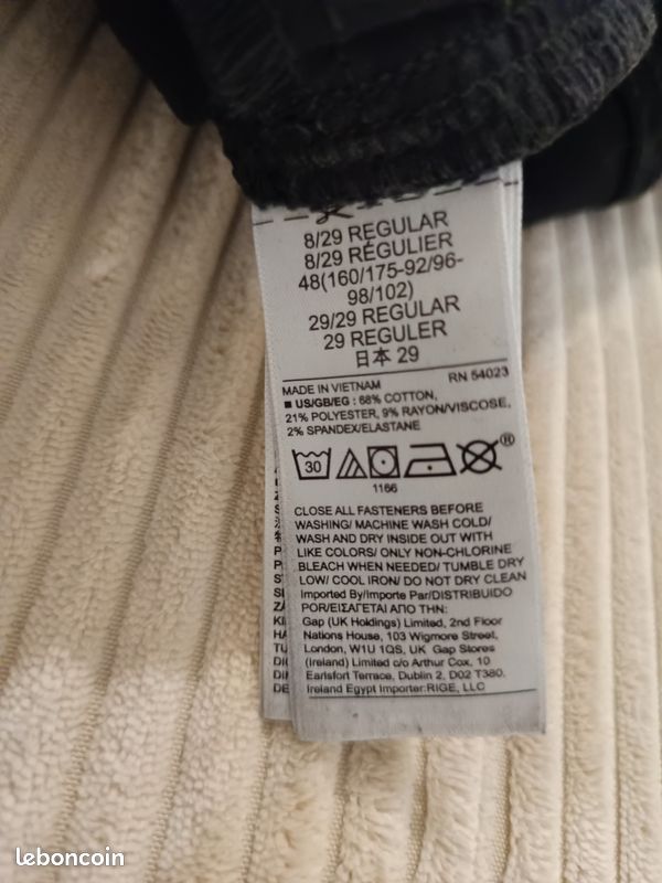 Pantalon Droit Femme Gap Bleu Marine à Carreaux - Taille 8 Neuf Avec étiquette
