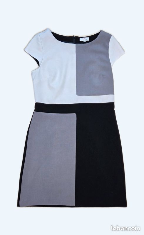 Robe Femme T42 Jacqueline Riu - Modèle Moulant Multicolore à Dominante Noir, Longueur Genou