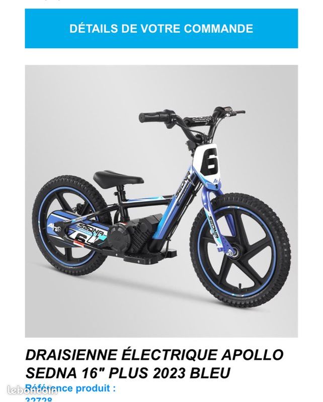 Draisienne moto électrique 16 pouces Sedna Apollo Sport