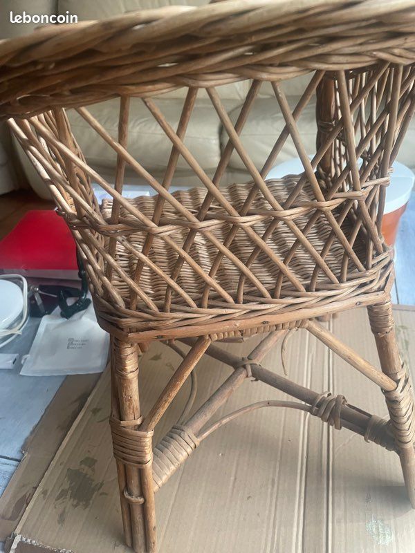 Fauteuil enfant en osier vintage (image 4)
