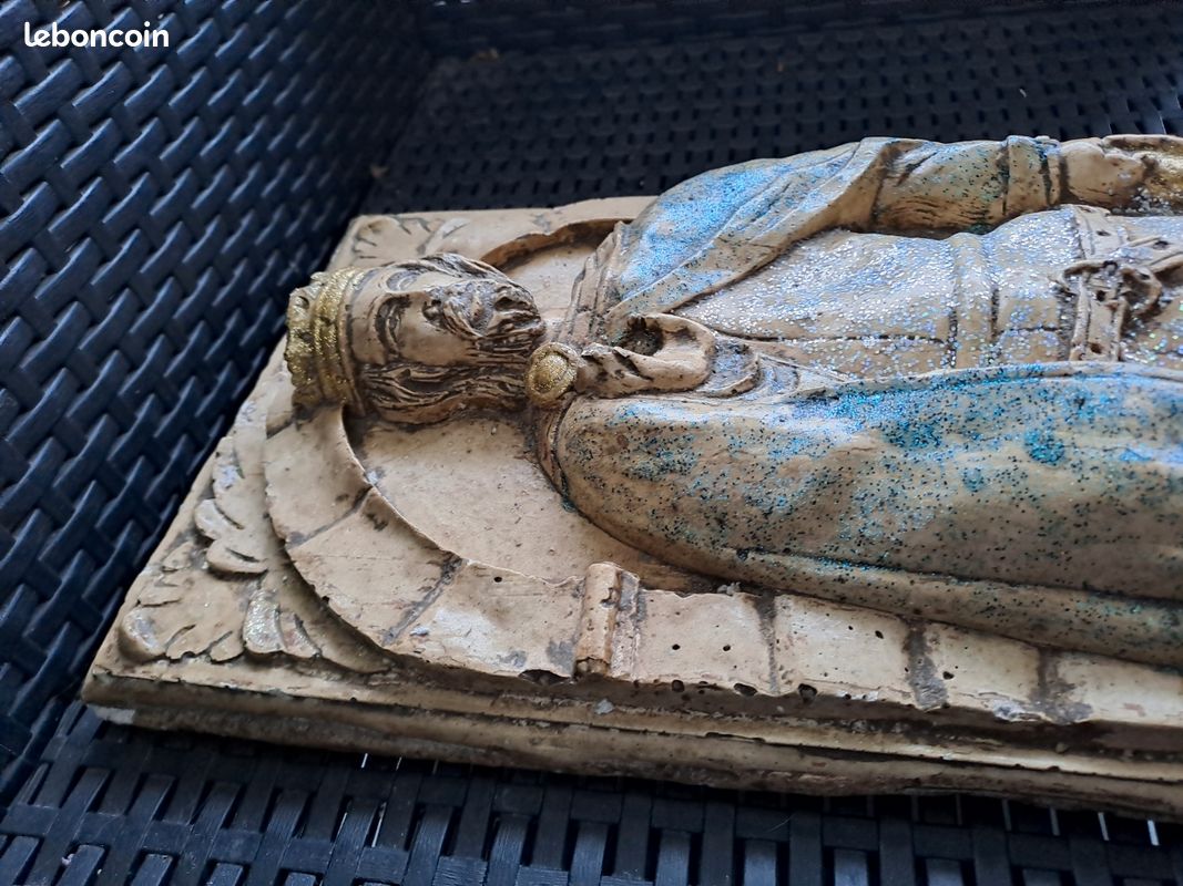 Statue en bas-relief chevalier/ roi. 56cmx23cmx5cm. Ancien decoration vintage (image 5)