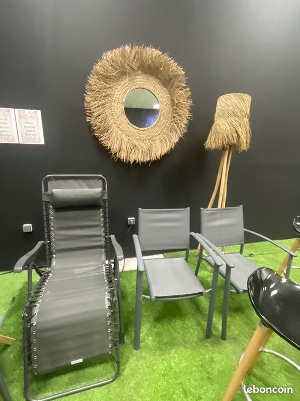 Ensemble détente complet – Touret, 4 tabourets, relax, fauteuils, déco raphia (image 2)