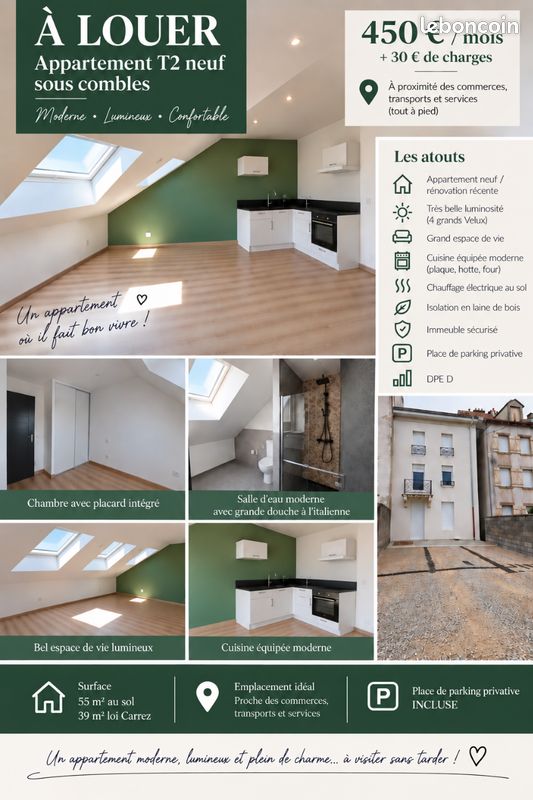 Appartement 2 pièces 39 m² · à Lure · 39 m² · 480 €/mois
