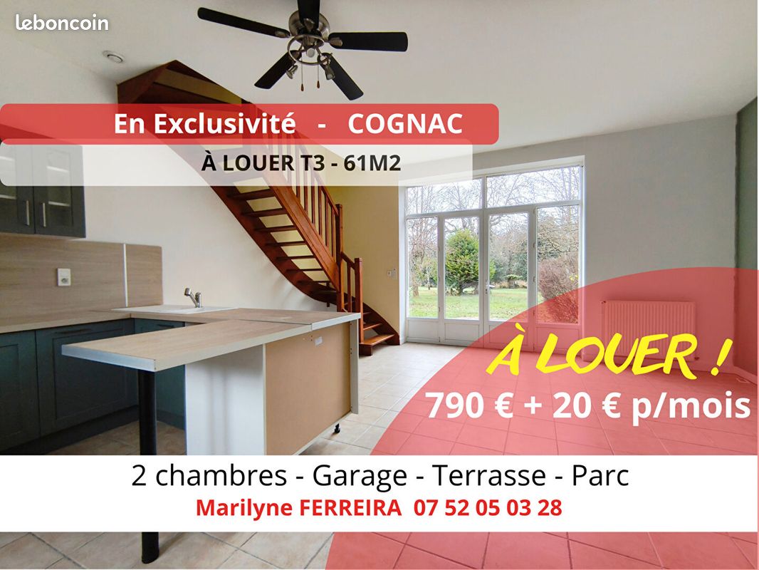 Maison 3 pièces 61 m² · à Cognac · 61 m² · 810 €/mois