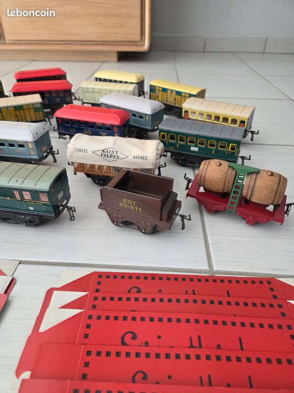 Lot De 3 Voitures De Train Hornby Hachette – Échelle O – PLM – Métal – Bleu Et Vert