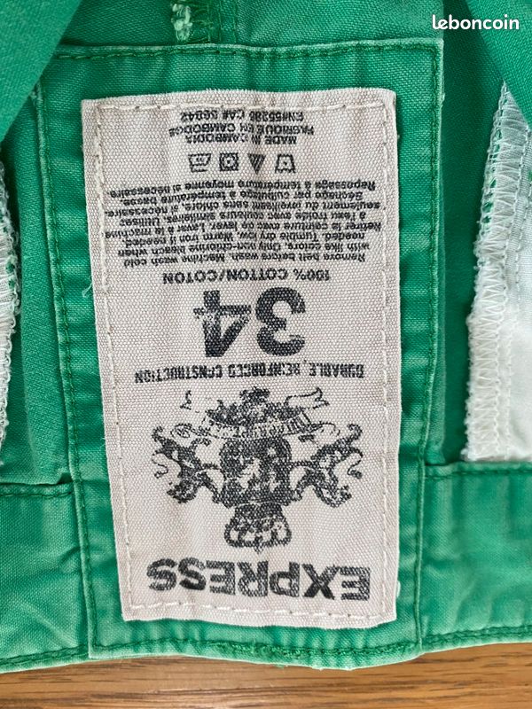 Bermuda homme Express vert TBE taille 34 (image 3)