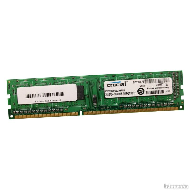 2Go RAM Crucial DDR3 PC3-10600U 1333Mhz