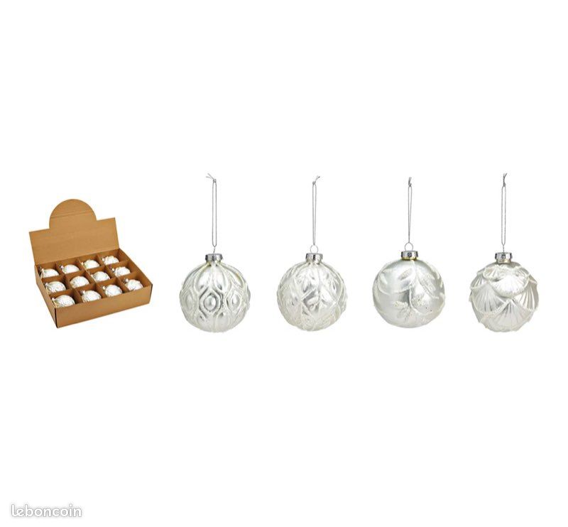 Lot de 4 boules de Noël, en verre, 6 cm argenté (image 1)