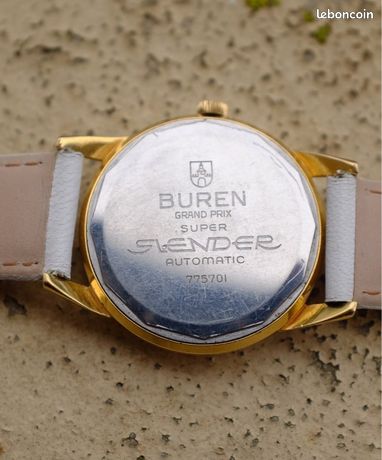 Montre Automatique Buren Homme - Acier, Cuir, Micro-rotor 1005, 34mm, Occasion à Restaurer