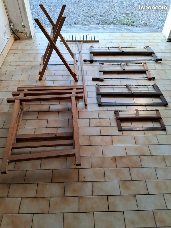 Scies, chevalet sciage, traiteaux bois,rateau (image 1)
