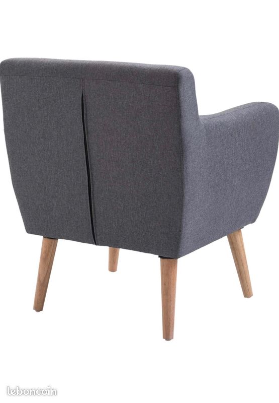Fauteuil scandinave gris clair chiné – Très bon état (image 3)