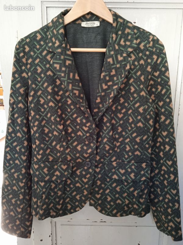 Veste Pako Litto Kaki Coupe Droite – Taille 38 Femme – Coton Avec étiquettes