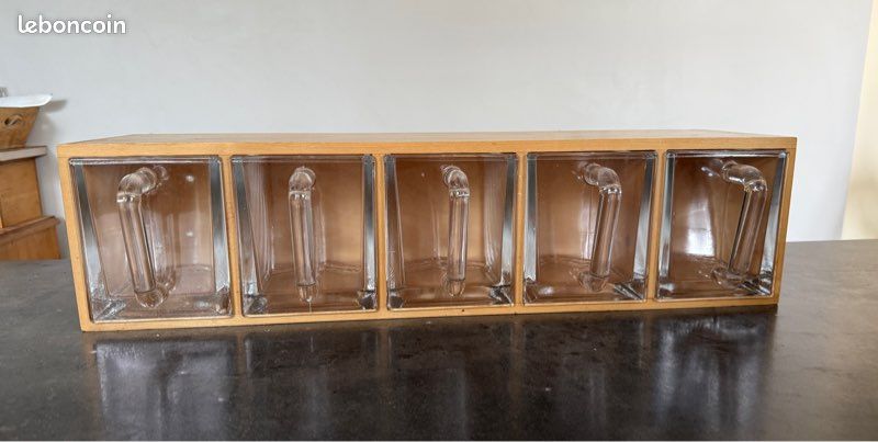 IKEA Forhoja vintage meuble étagère à épices en bois et verre (image 2)