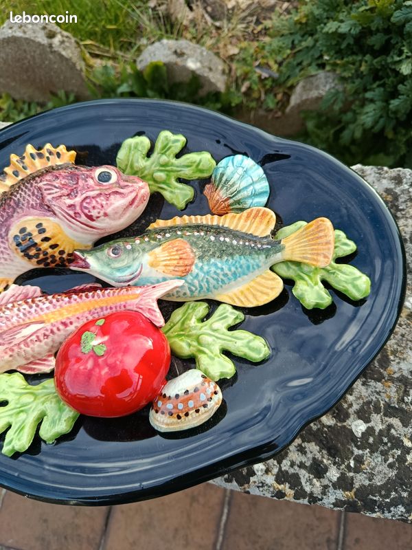 Décor De Cuisine En Faïence : Fruits, Légumes, Poissons - Lot Neuf