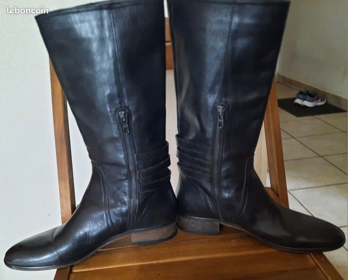 Bottes cavalières cuir souple couleur marron taille 371/2 impecable (image 3)