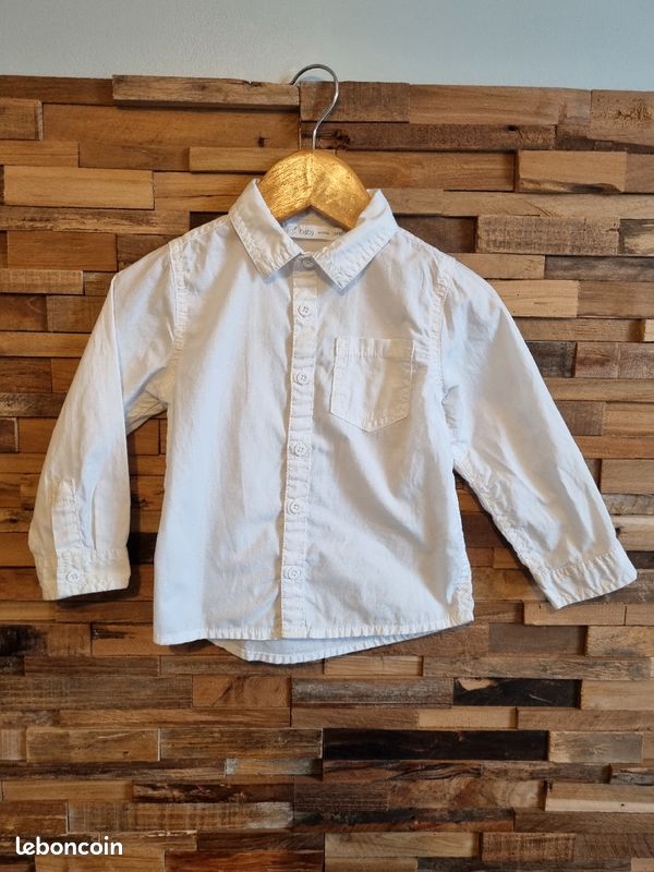 Chemise blanche à manches longues 24 mois (image 1)