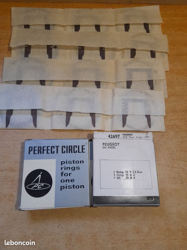Jeu de segments peugeot 204 diesel moteur XLD 75x1.5+2+4mm perfect circle 42697 G1BC (image 1)