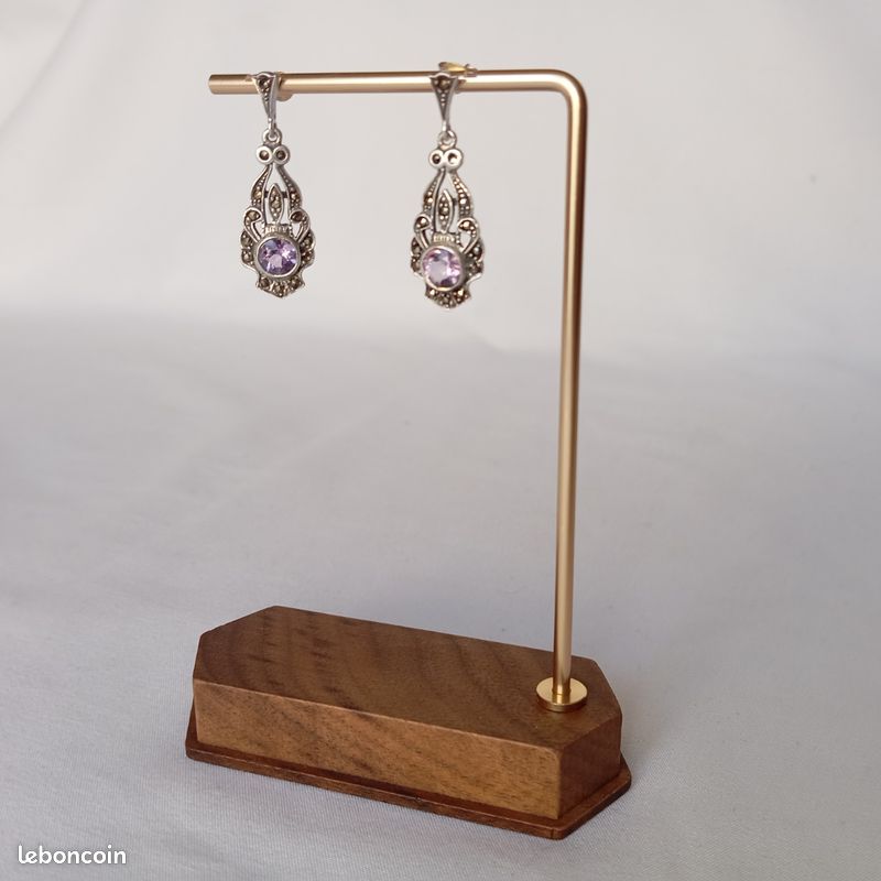 Anciennes Boucles D'oreilles En Argent Massif - Style Dormeuses Boucle - Occasion