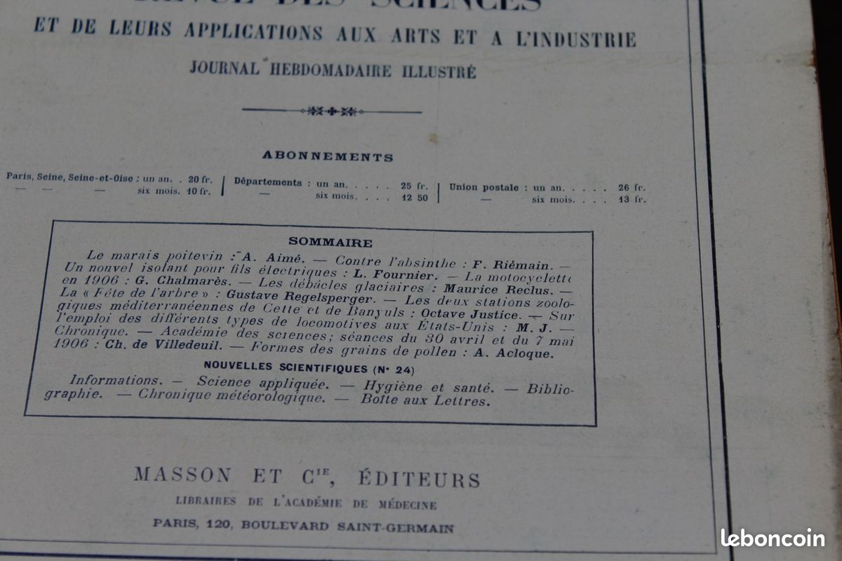 Ancien magazine la nature revue des sciences 1906 (image 3)