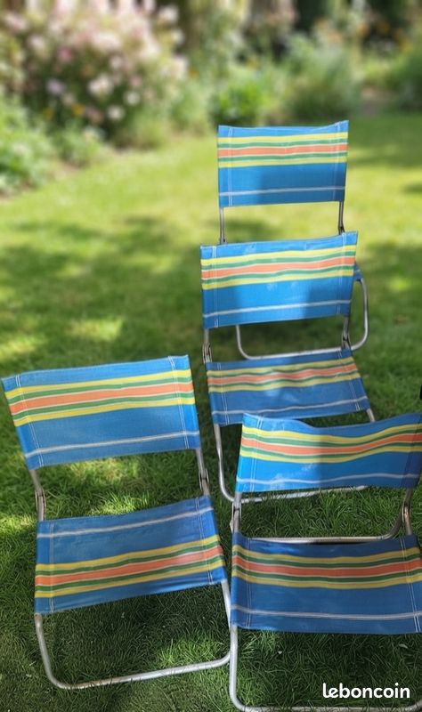 Lot de 4 chaises pliantes vintage – Style rétro / camping (image 1)