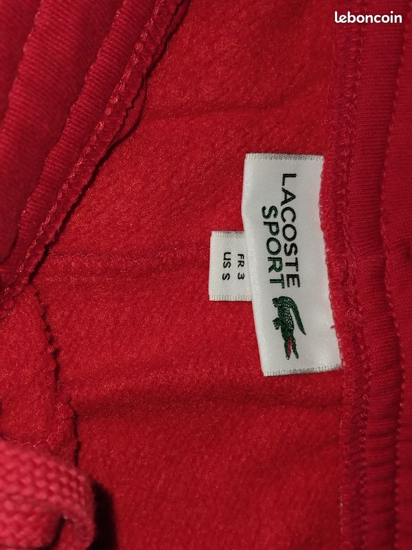 Pantalon lacoste molletonné rouge survetement (image 2)