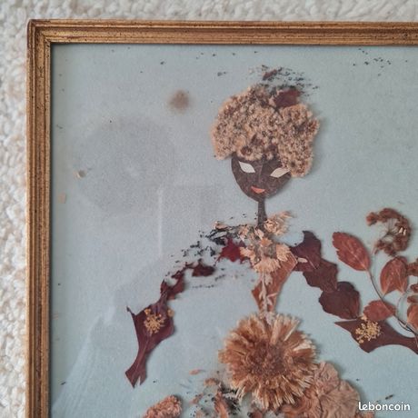 Cadre Tableau Vintage Fleurs Séchées - 27x22 Cm - Neuf
